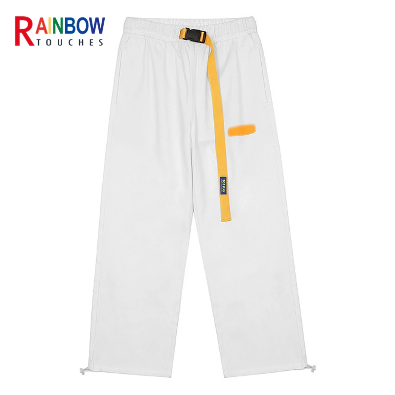 

Rainbowtouches 2021 Men Fashion Casual Solid Color Pachwork Student Style Straight Cargo Pants