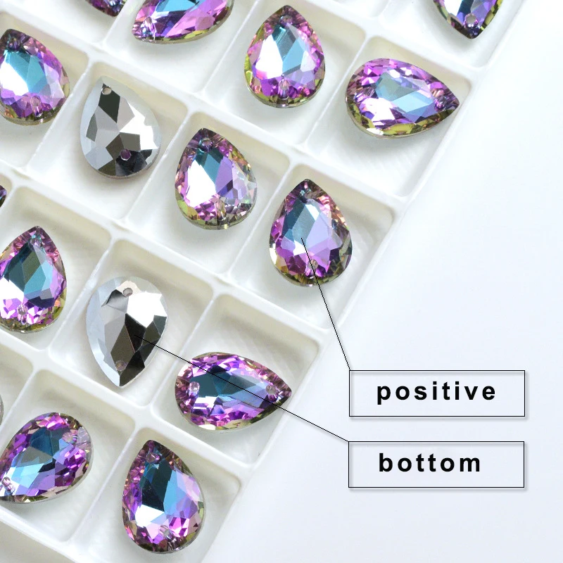 

Vitrail Light Drop Double hole bead Sew On Rhinestone Glass Crystal stone pointback For Sewing Strass Dress Button Clothing deco
