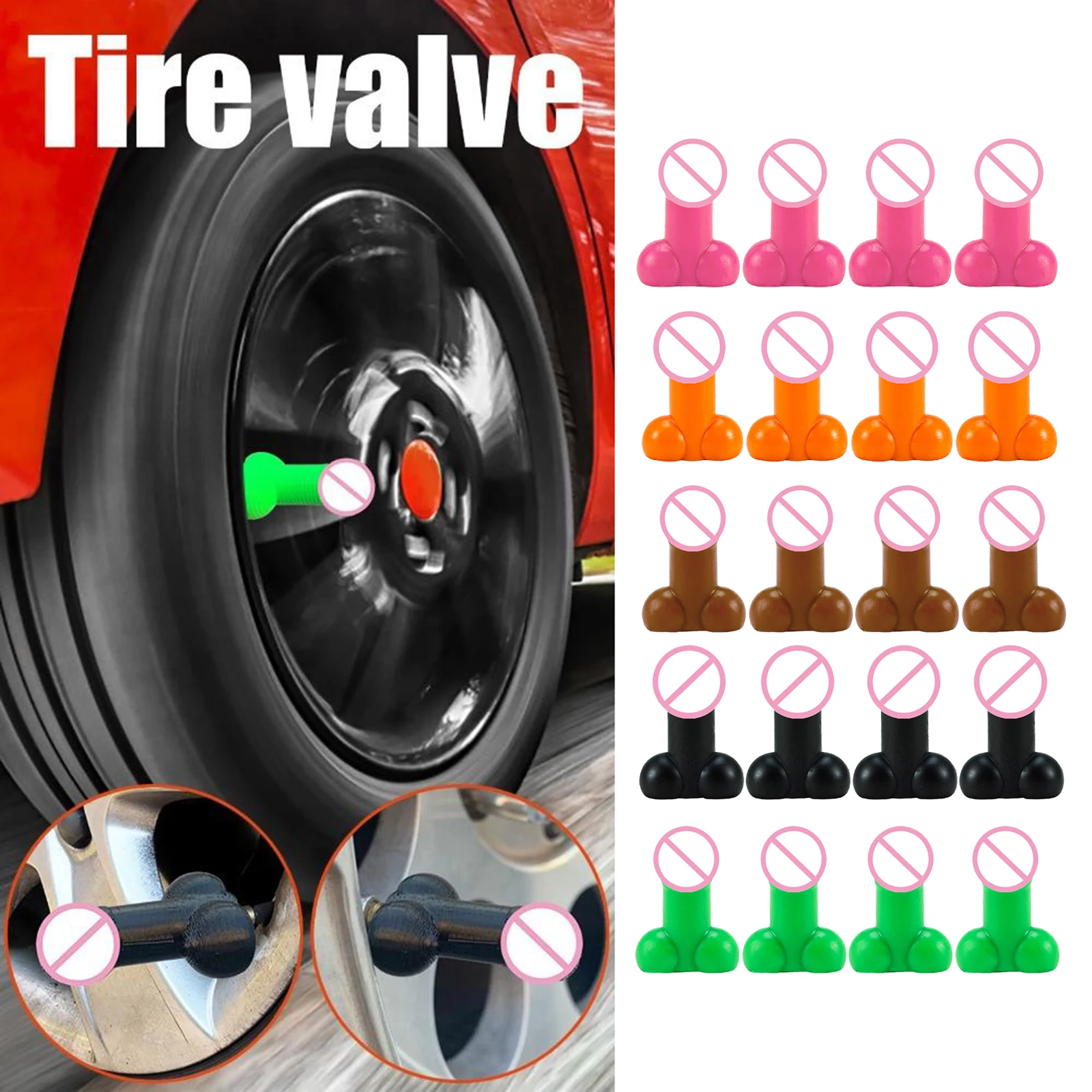 

4Pcs Car Motorcycles Prank Tyre Tire Valve Stem Great for Pranks Parties