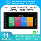 Универсальный Автомобильный мультимедийный плеер, Магнитола под управлением Android 11, для Toyota VIOS, CROWN, CAMRY, HIACE, PREVIA, COROLLA, RAV4, типоразмер 2 din