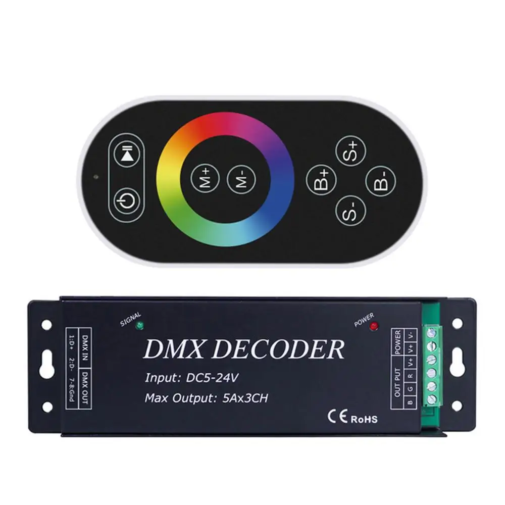 Светодиодный контроллер DMX декодера RGB RF Touch Remote DMX512 для светодиодных лент DC 5V 12V 24V