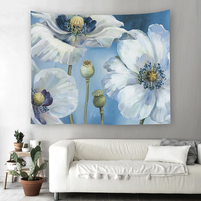 Цветы Картина маслом гобелен Индия Мандала в богемном стиле декоративная