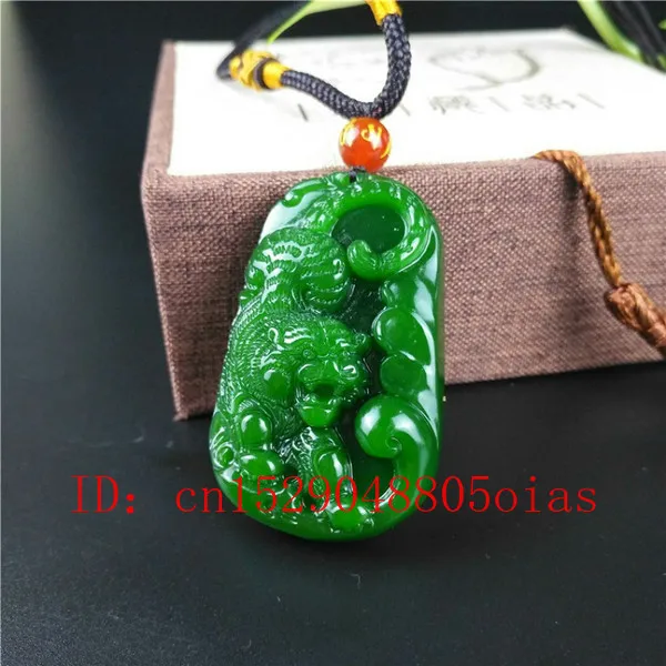 Натуральное зеленое китайское Нефритовое ожерелье C подвеской в виде тигра