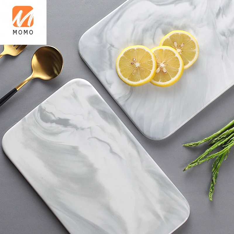 

Nordic Style Marbling Chopping Board Ceramic CookCutting Board Plate Dish Tray Creative Swing Pizza Plate Western Cuisine Plate