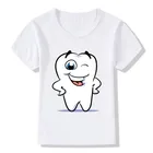 Забавные футболки с милым рисунком зуба; Детская летняя одежда для мальчиков и девочек