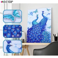 diydp special shape 5d diy diamond painting flower peacock partial round rhinestones embroidery mosaic cross stitch animal gift
