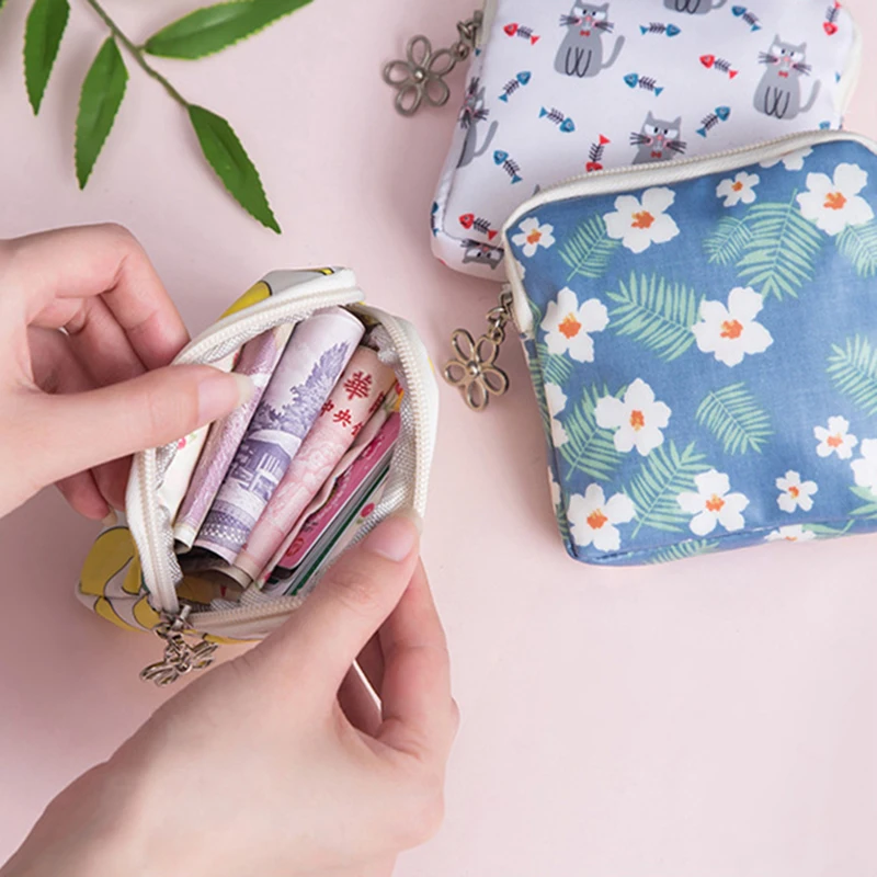 Женская мини сумка для монет eTya с рисунком кота отделениями карт и наушников