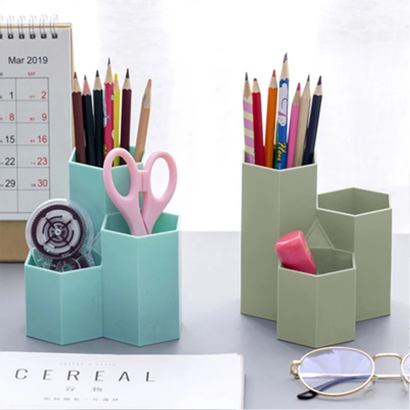 

Practical 3 Lattices Makeup Brush Cosmetics Storage Box Desktop Organizer Pen Holder Household Room Office Stationery Supplies