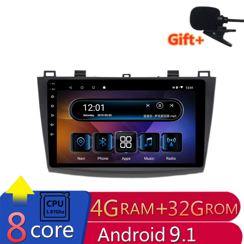 Автомагнитола 9 &quot 4 Гб ОЗУ 8 ядер Android DVD GPS навигация для Mazda 3 Mazda3 2010 2011 2012 2013 стерео