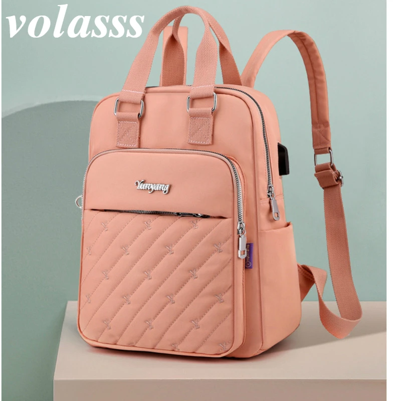 

Volasss Woman's Backpack Fashion Tote Bag Nylon Student Backpacks For Girls Crossbody Shoulder Bags Woman Multi Function Handbag