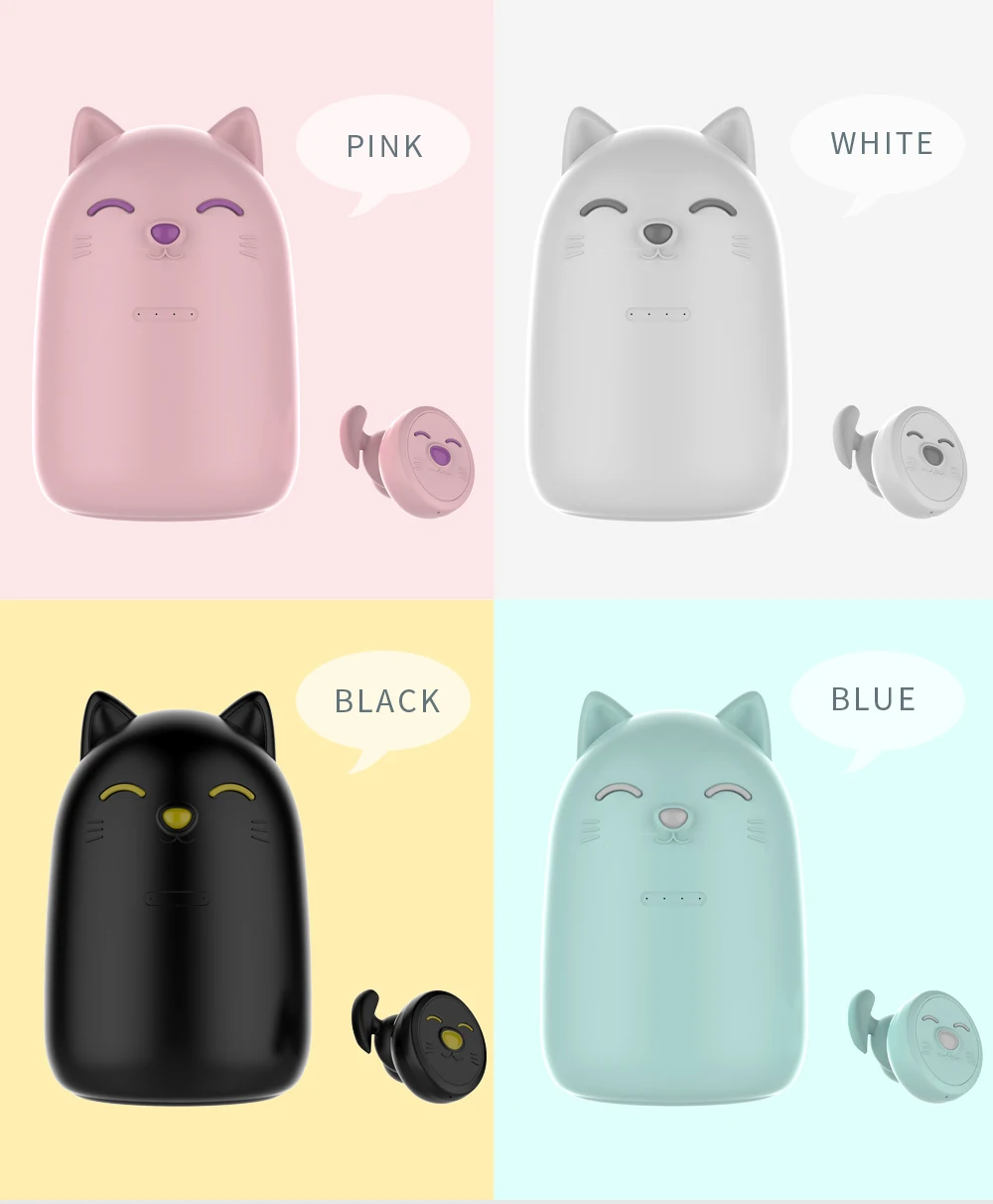 

WIreless Bluetooth Earphone With Charging Case Smart HiFi Earphone Mini Headset Lucky Cat Luminous TWS Power Bank Headphones