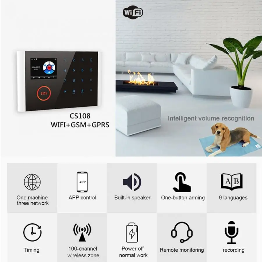 Alarm system for home WIFI GSM GPRS Home Burglar Intruder Touch Sensor Security System Accessories Anti-theft | Безопасность и