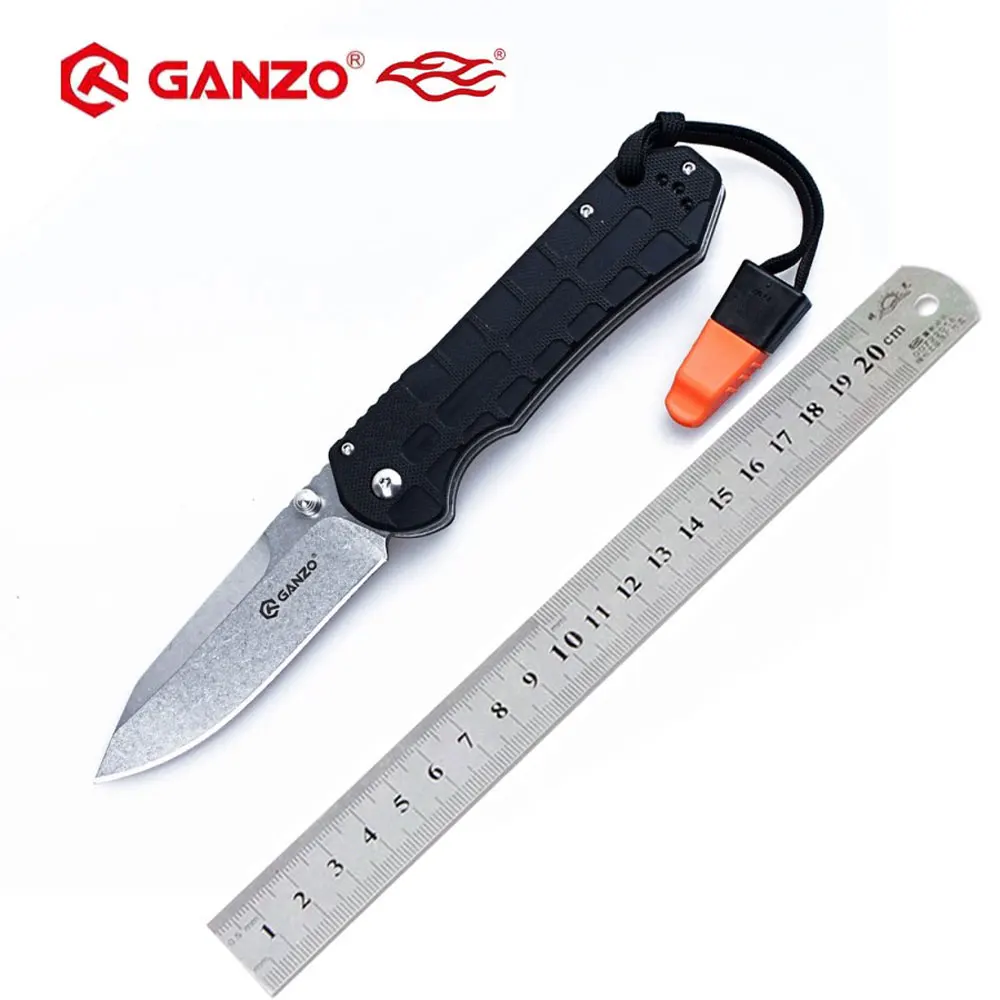 58-60HRC Ganzo G7452P 440C G10 ручка со свистком складной нож для выживания Отдых на природе нож карманный тактический уличный инструмент EDC