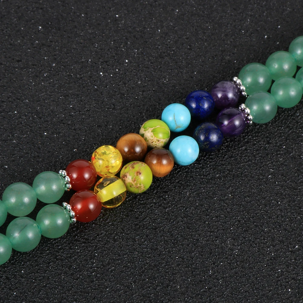 Женское и мужское ожерелье из натурального камня 7 Чакр аметисты 6 мм 108 мужской