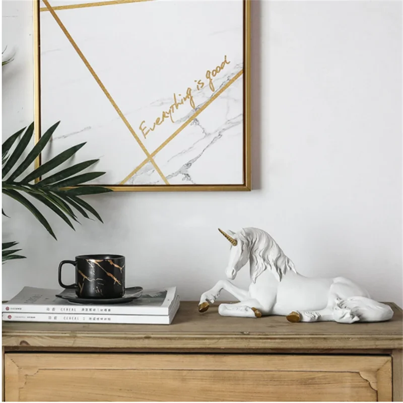 Скандинавский домашний декор единорог лошадь ремесла из смолы украшения для