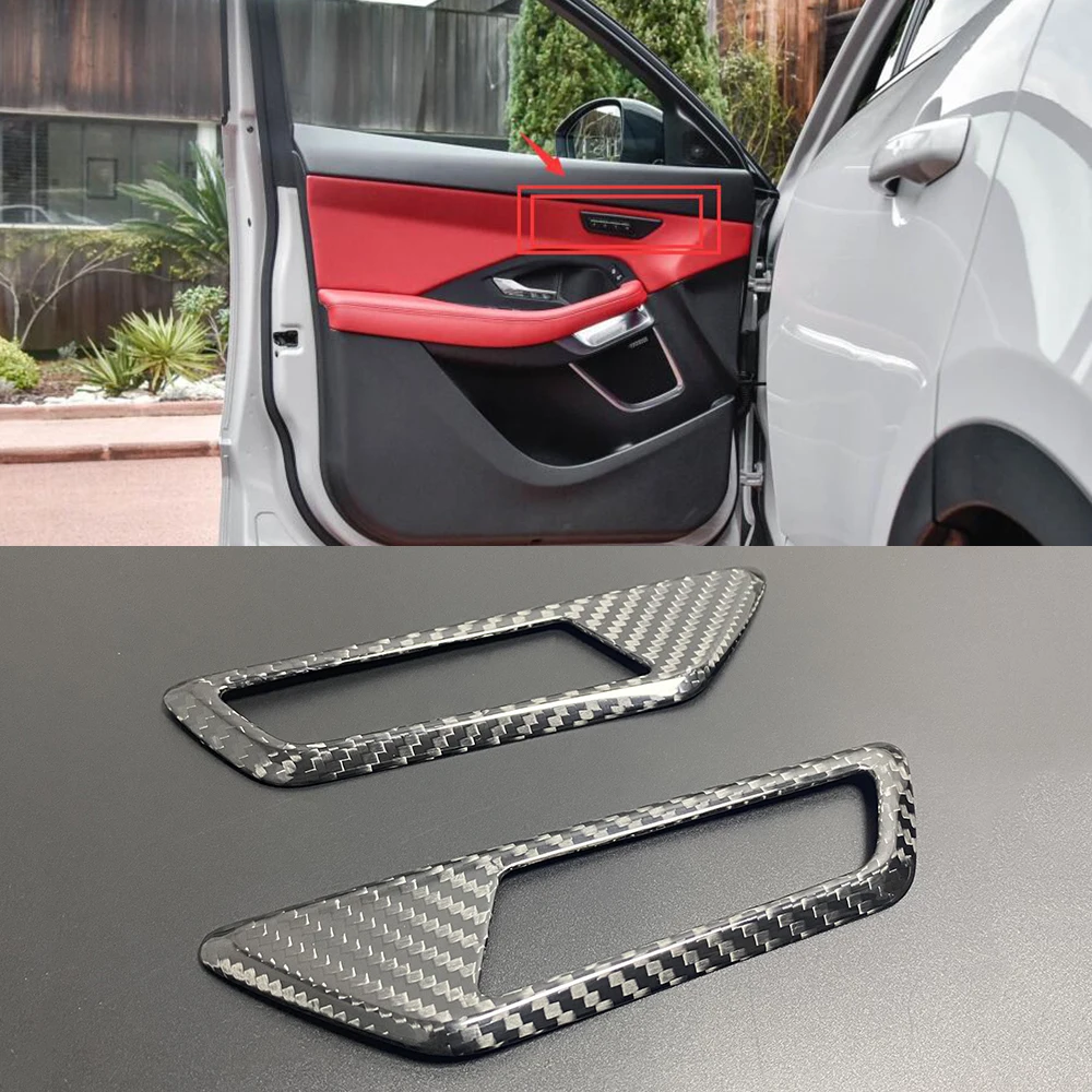 

2pcs 3K Real Carbon Fiber Car Front Door Armrest Seat Memory Adjust Button Switch Frame Cover Trim For Jaguar E-Pace EPACE 2018+