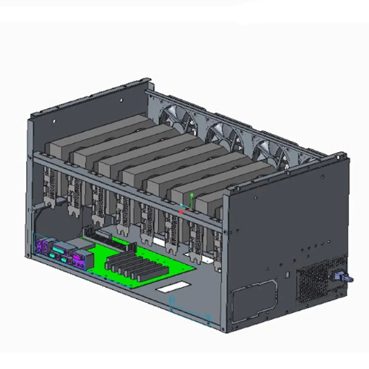 Рамка с открытым воздухом, 8 GPU, 4 вентилятора, чехол с открытым воздухом для компьютера, металлический чехол с рамкой для 8 GPU, ETH, BTC, ZEC, эфириум