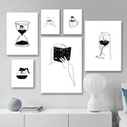 Картина на холсте, черный, белый, кофейный, минимализм, ридер на холсте, искусство стены, столовая.