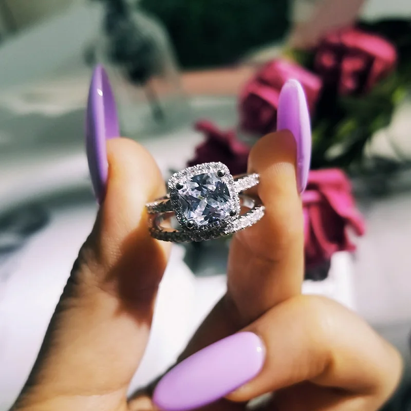 Женский комплект обручальных колец обручальные кольца из стерлингового серебра