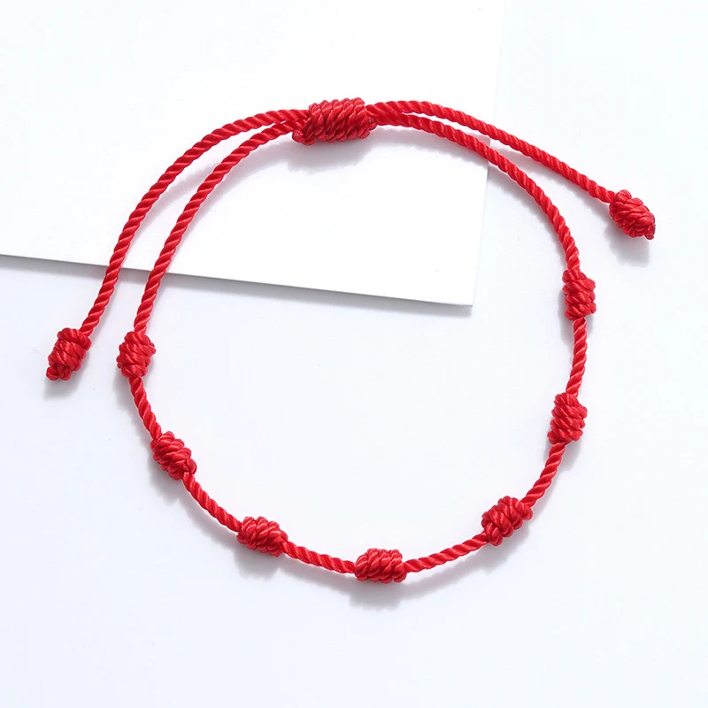 

Handmade 7 Knots Red Rope Bracelet for Protection Women Men Kids Good Luck Jewelry Love Lucky Charm Bracelets & Bangles Gifts