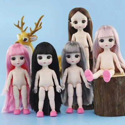 

13 Movable Joints 16 cm Bjd Baby Doll Toy Element White Muscle Naked Girl Body Fashion Doll Beautiful Princess For Girls Gift