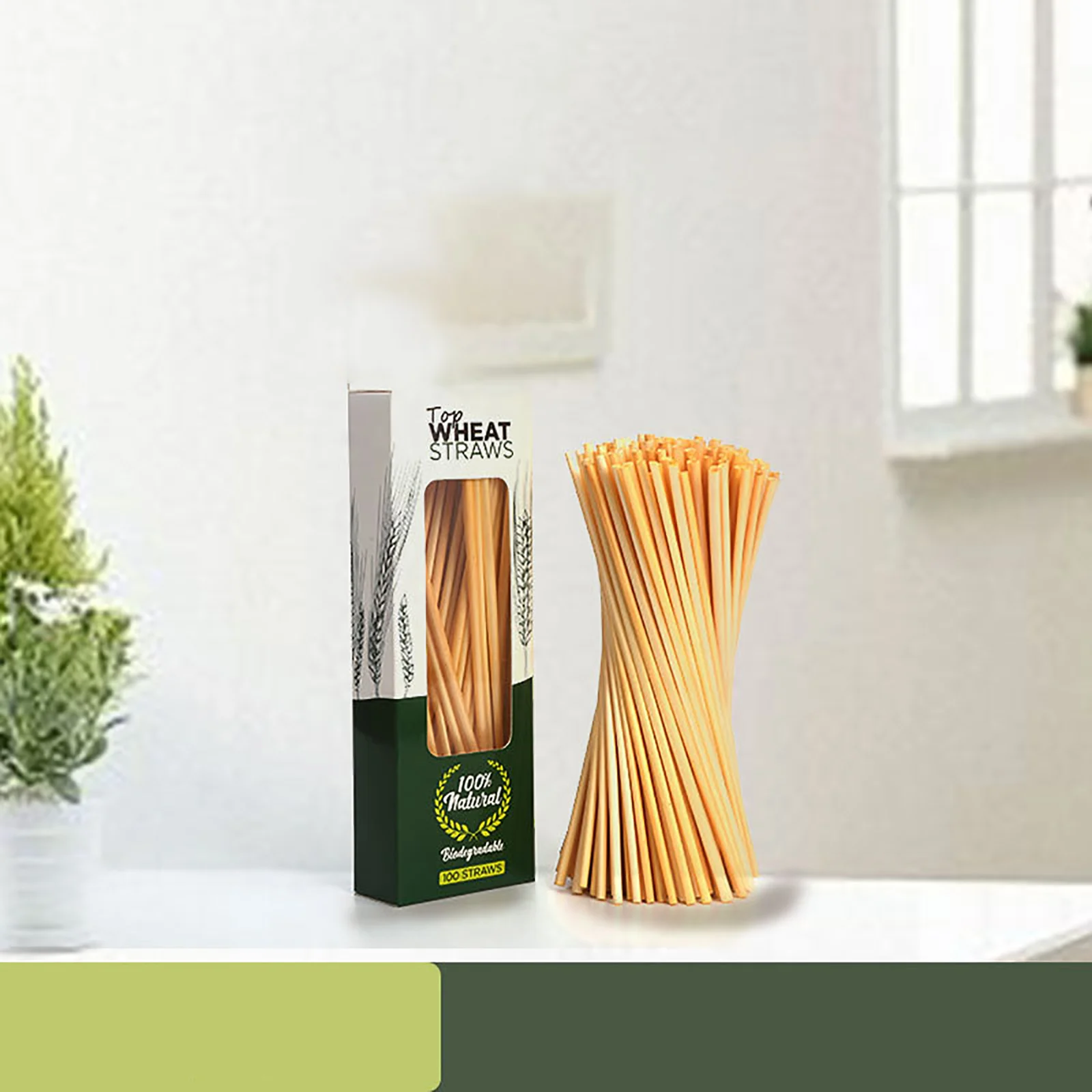 

100pcs Disposable Wheat Straw Eco-Friendly Natural Wheat Drinking Straws Portable Environmentally Straws Bar Accessory