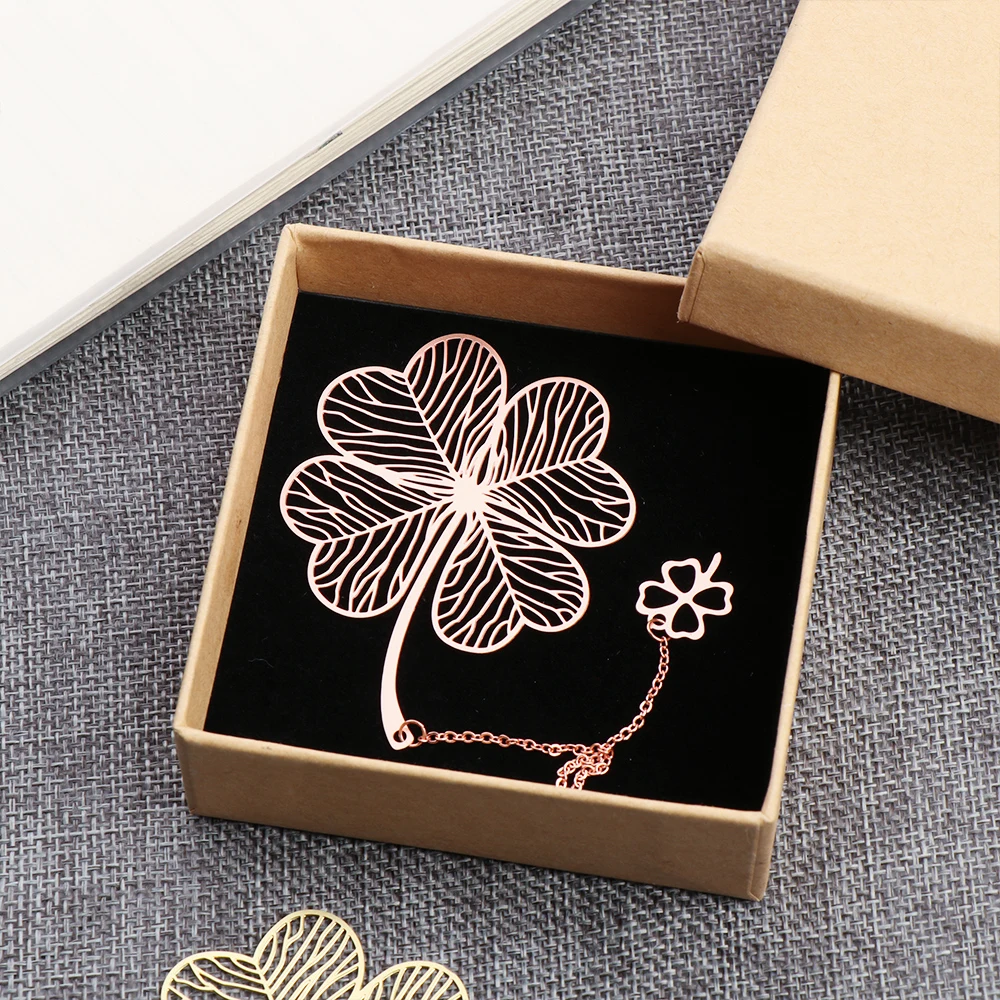 

1Pcs Rose Gold Retro Book Markers 6.5cm * 7cm Copper Metal Bookmark Tassel Chinese Style Leaf Book Holder Stationery Supplies