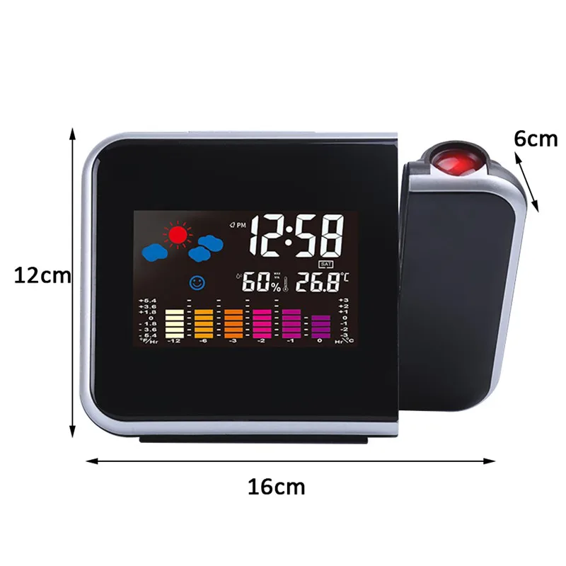 Projection Alarm Clock With Weather Station Thermometer Date Display Digital USB Charger LED | Дом и сад