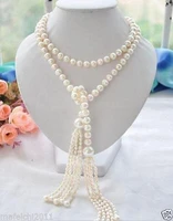 free shipping new long perfect 7 811mm white akoya pearl necklace 60inch