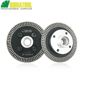 SHDIATOOL 2 шт. 75 мм горячее прессование мини Сетка турбо обод алмазные лезвия со съемным фланцем M14 резьбовое лезвие режущий диск
