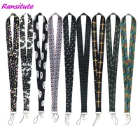 ransitute r1746 new fashion cross feather painting art key chain lanyard neck strap for phone keys id card creative lanyards