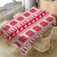 christmas tablecloth red classic linen decor table restaurant decoration cover home washable table fabric seamless stitching