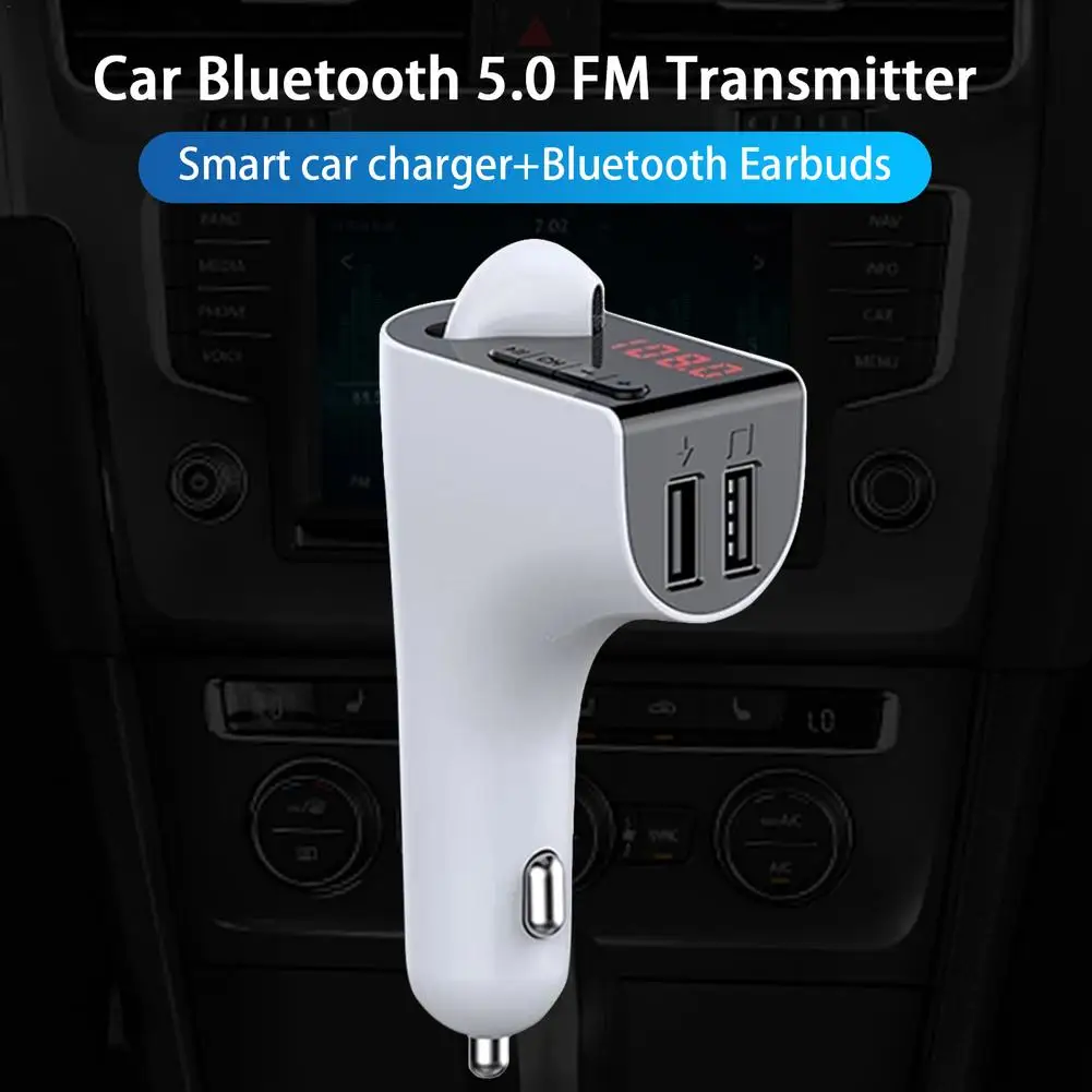 FM-трансмиттер автомобильный с поддержкой Bluetooth 5 0 и 2-мя USB-портами - купить по