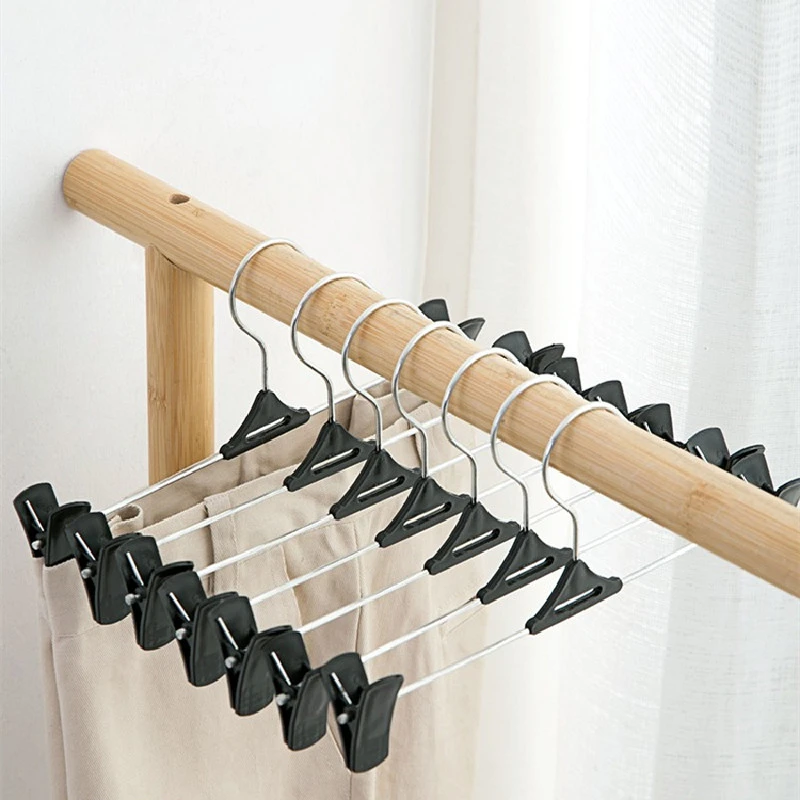 

Household drying clothes hanger JK skirt clip traceless stainless steel strong pants clothes hanger hanging pants rack underwear