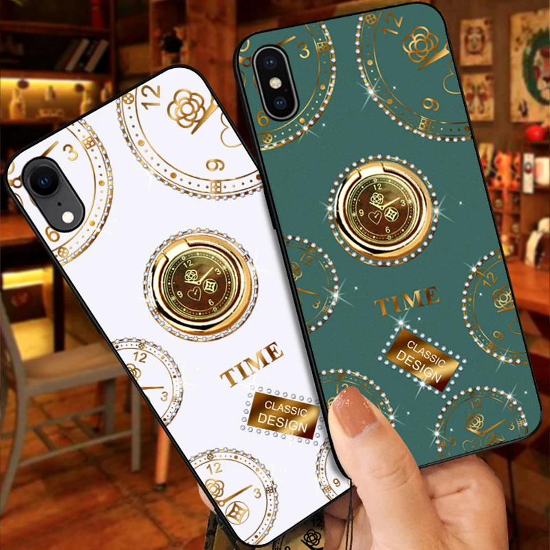 

Watch Camellia Design PC Silicone Mirror Phone Case for iphone8 to iphone11Pro with buckle bracket anti-fall