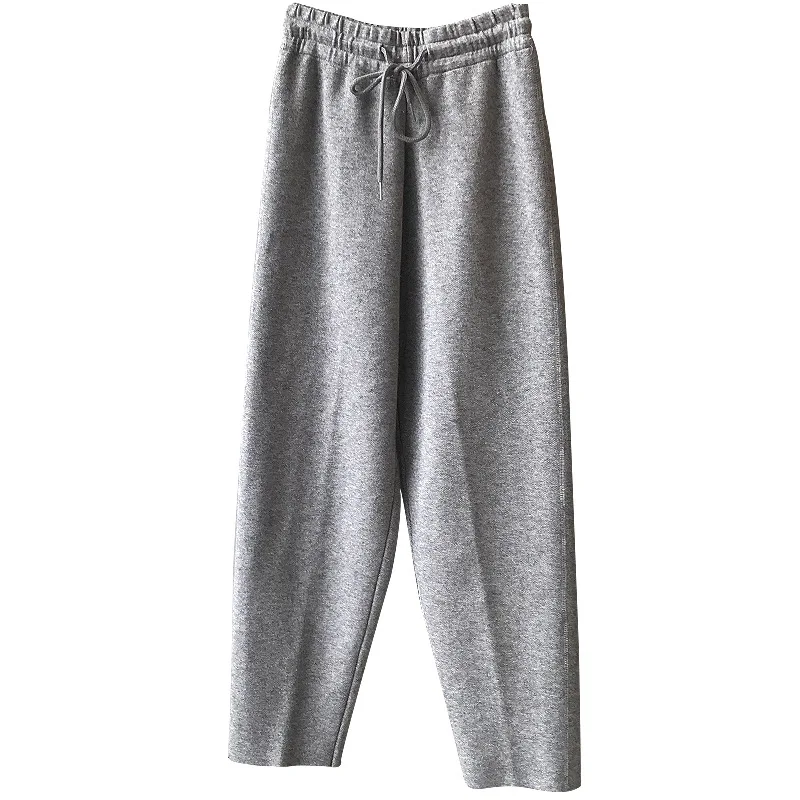 

Winter 2020 New Thickened Sports Pants Women's Loose Wide Leg Sweatpants Women's Casual Elastic Waist Knitted Granny Pants