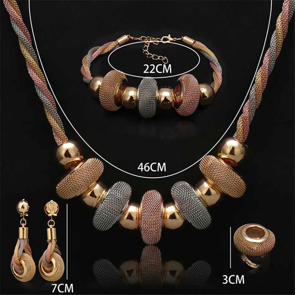 

Fani 2020 nigerian bridal jewelry set Exquisite Dubai Gold Colorful Jewelry Set Spain Women Wedding Costume Joyera Jewelry Set
