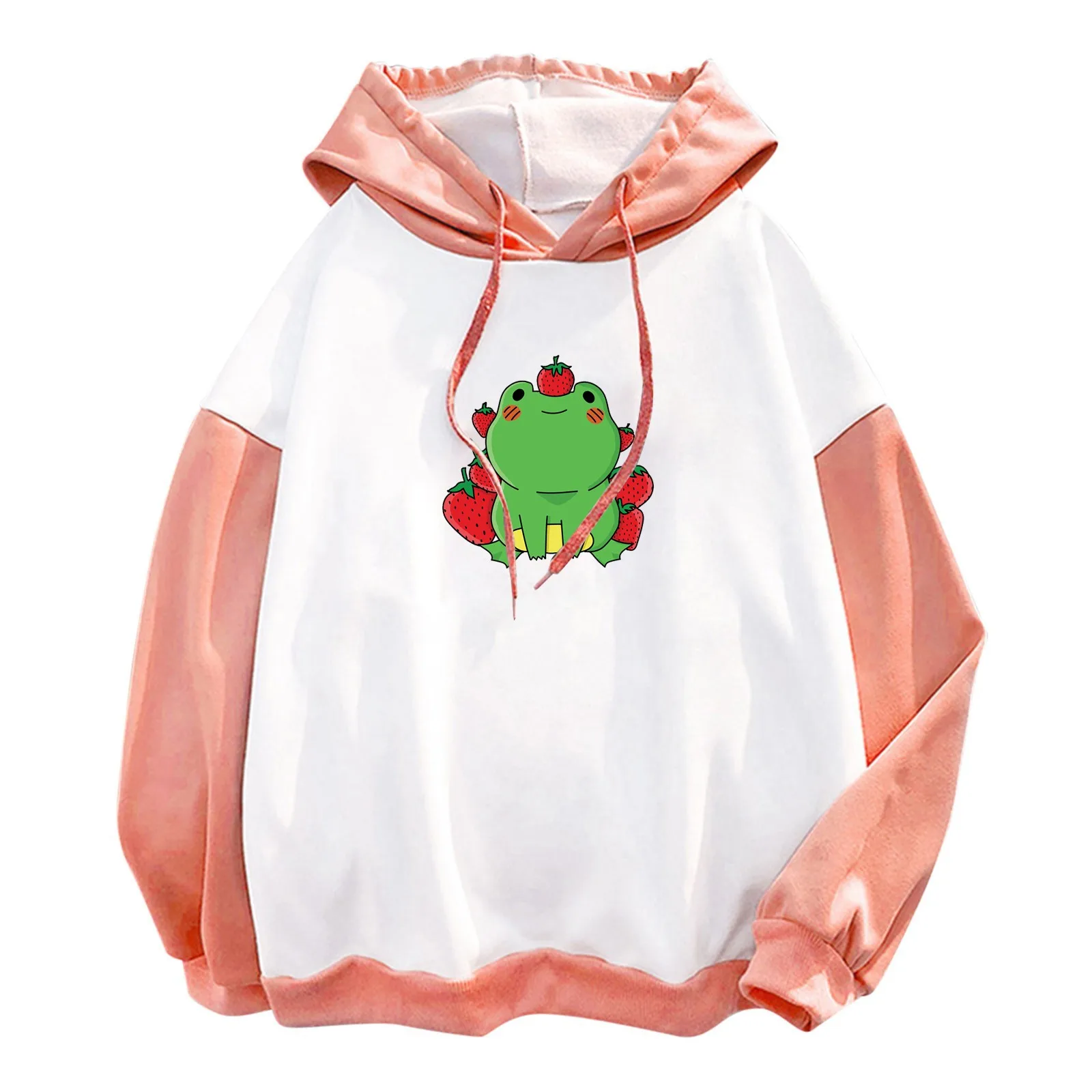 58# 2021 Autumn Winter Women New Fashion Cartoon Print Warm Hooded Sweatshirt Casual Long Sleeve Oversize Pullover Hoodies Tops