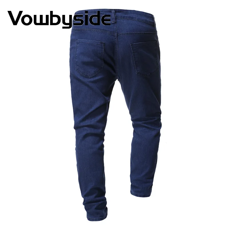 

Patchwork Pattern Skinny Jeans Men Casual Pencil Denim Pants