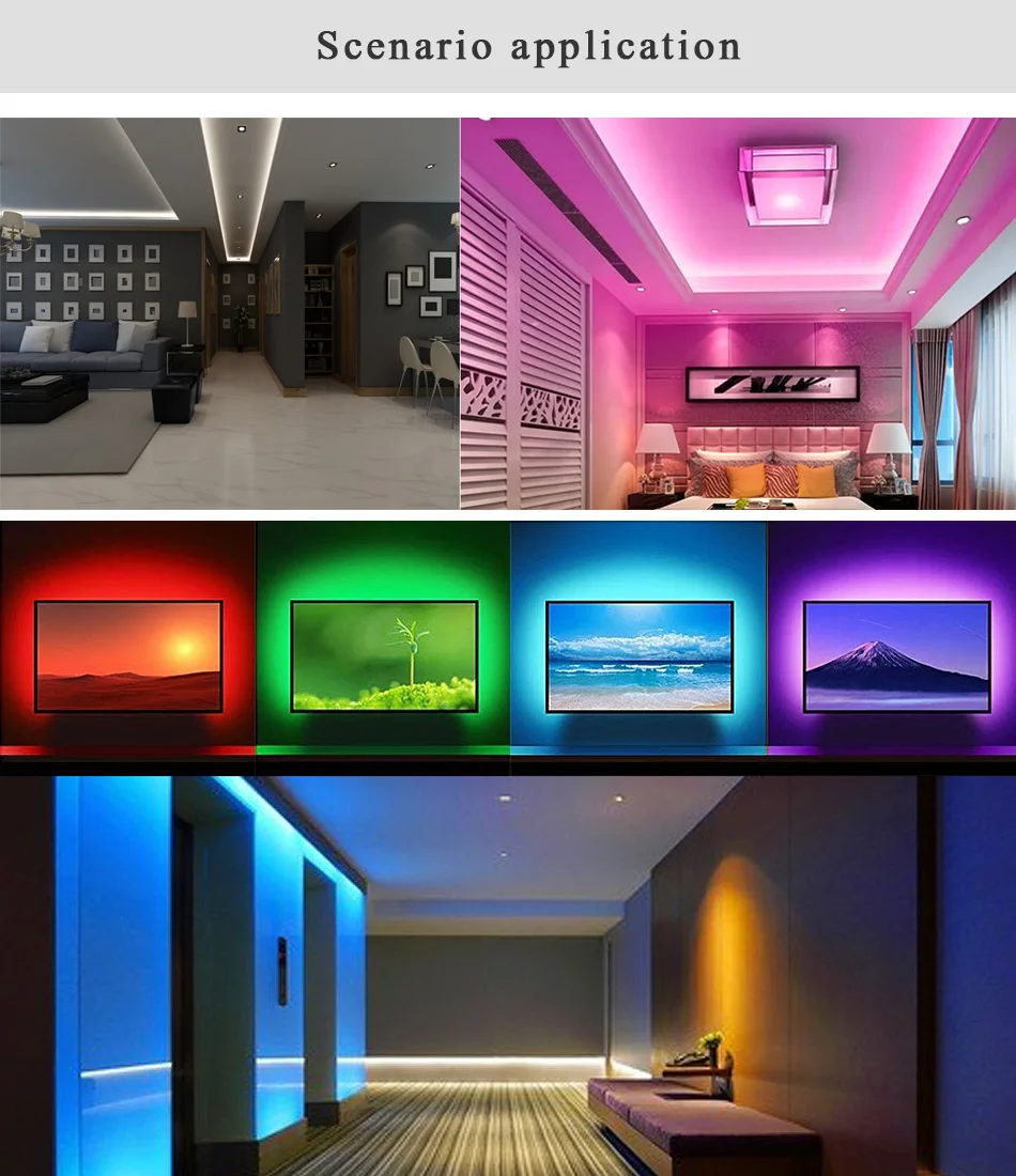 USB Светодиодные ленты 5050 RGB съемный светодиодный ТВ фонового освещения 50 см 1 м 2 м 3 м 4 м 5 M DIY Гибкие светодиодный свет