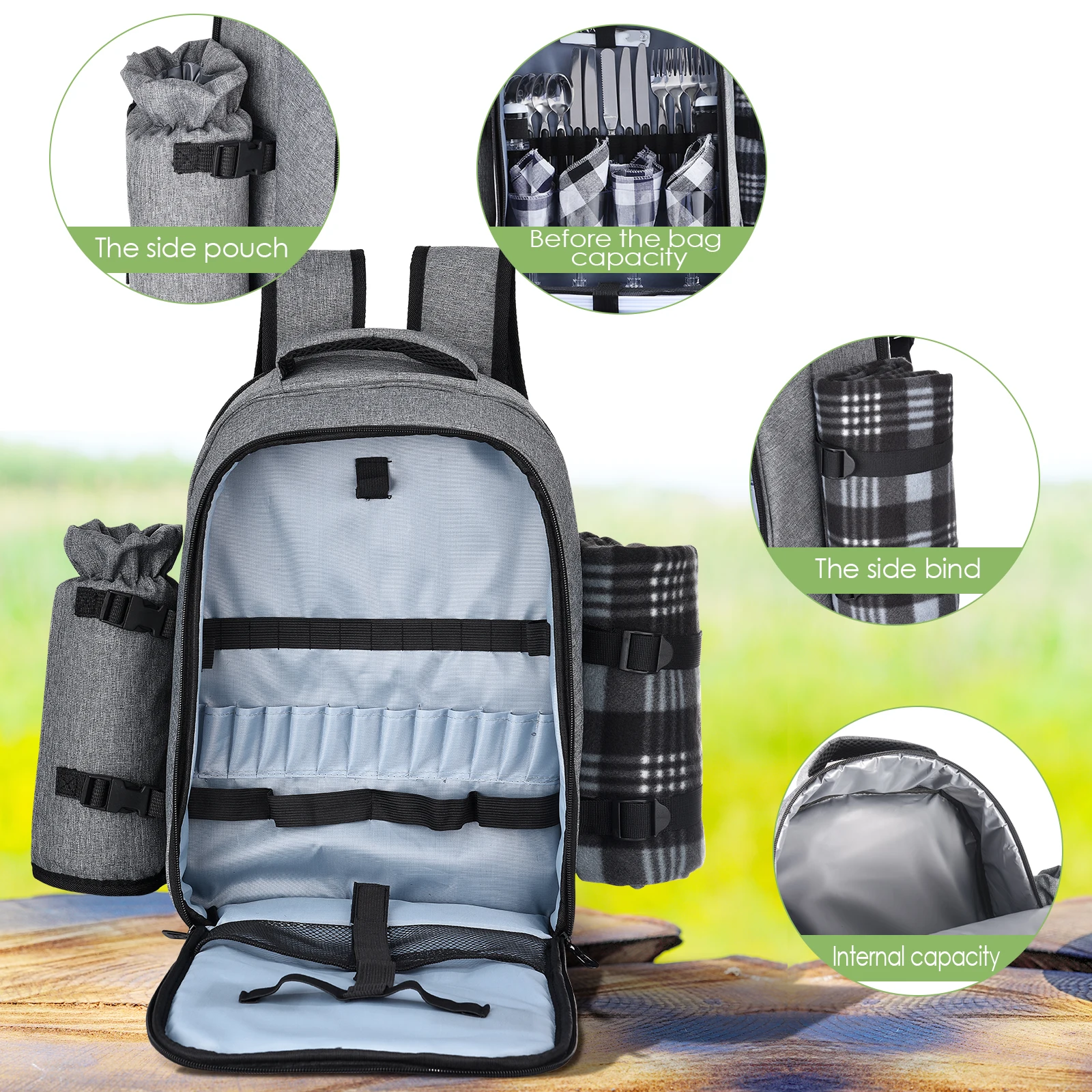 picnic backpack basket portable cooler insulated box travel lunch bbq camping outdoor picnic bag waterproof for 4 people new free global shipping