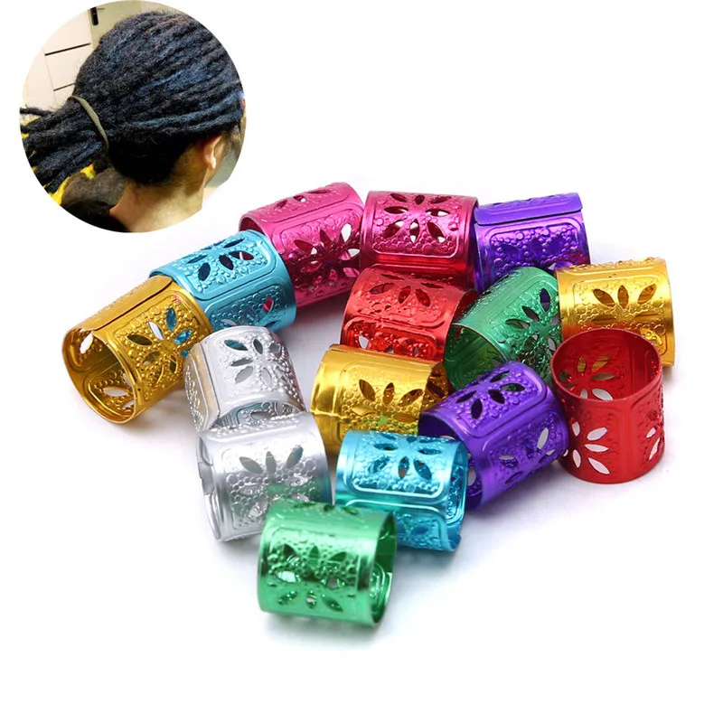 

15Pcs Dreadlock Beads Metal Hair Clips Accessories For Dreadlocks Colorful Adjustable Hair Bead Golden Silver Hair Rings