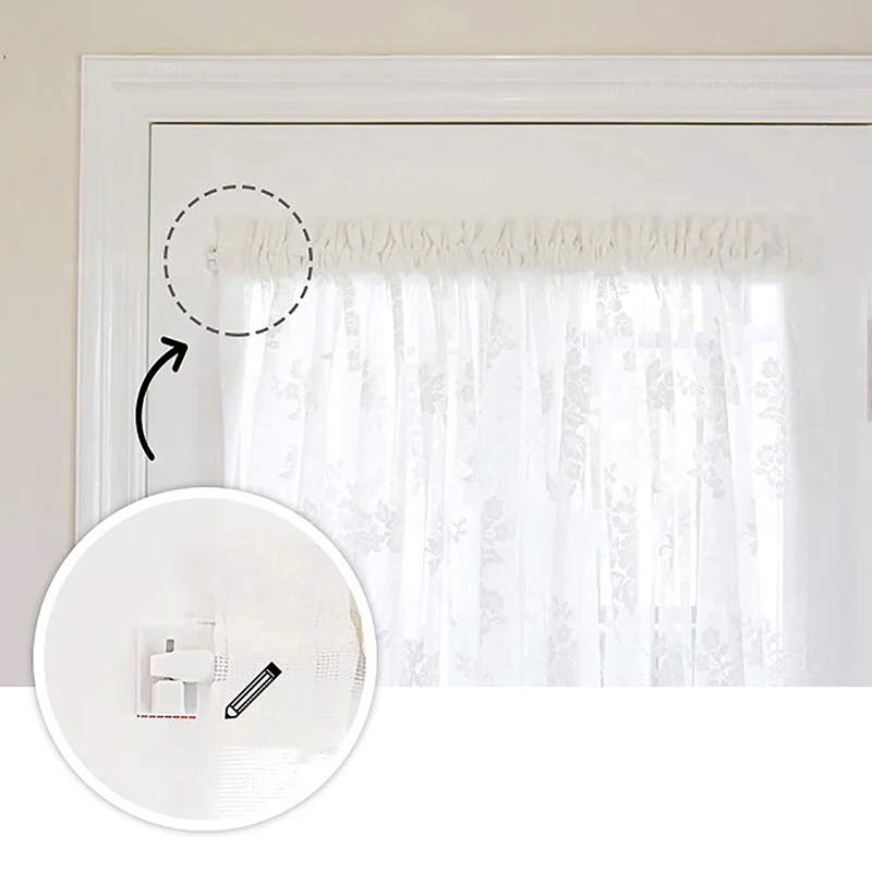 

4Pcs Curtain Hooks Kitchen Self-adhesive Wall Hook Storage Hooks Bathroom Hook Curtain Buckle Curtain Rod Buckle Accessories
