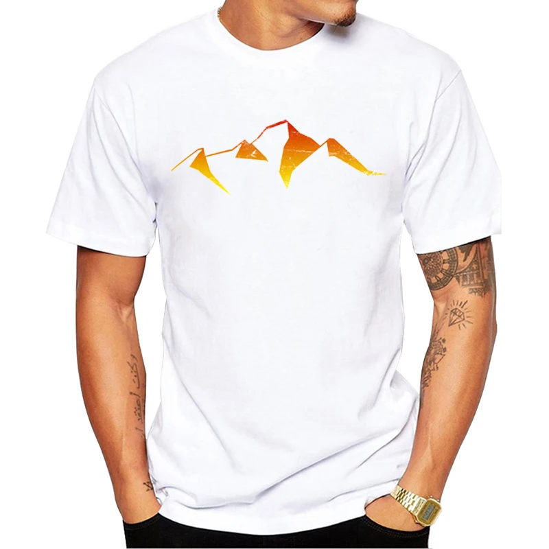 Хипстерские футболки TEEHUB с абстрактным принтом гор заката модная мужская