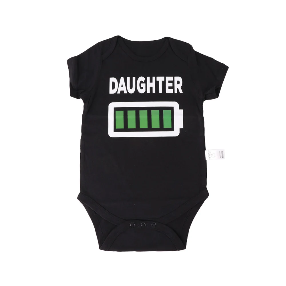 romper daughter Семейные комплекты; одежда для мамы и дочки; футболка для папы и сына; креативная футболка с короткими рукавами и принтом батареи; семейный образ - Цвет: romper daughter