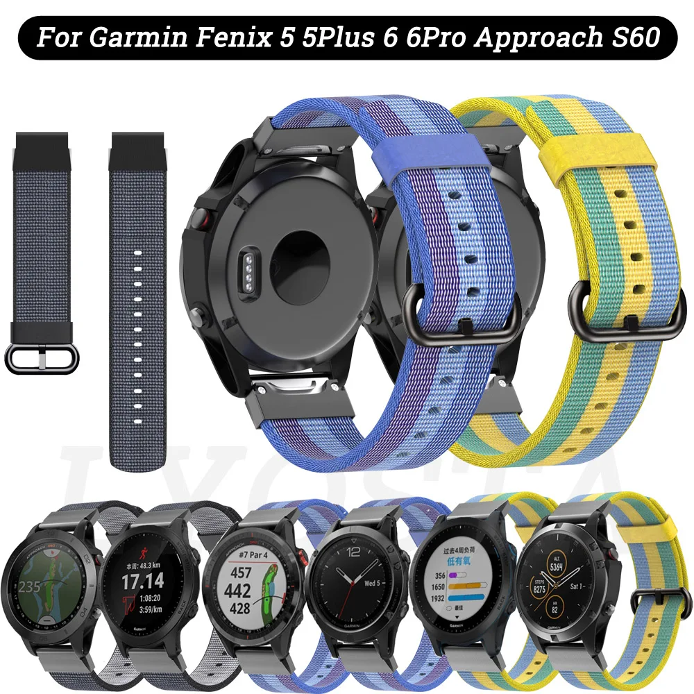 

22MM Sport Nylon Watch Strap Band Quick Release For Garmin Fenix 6X 6 Pro 5X 5 Plus 935 Approach S60 Quatix5 Wristband Bracelet