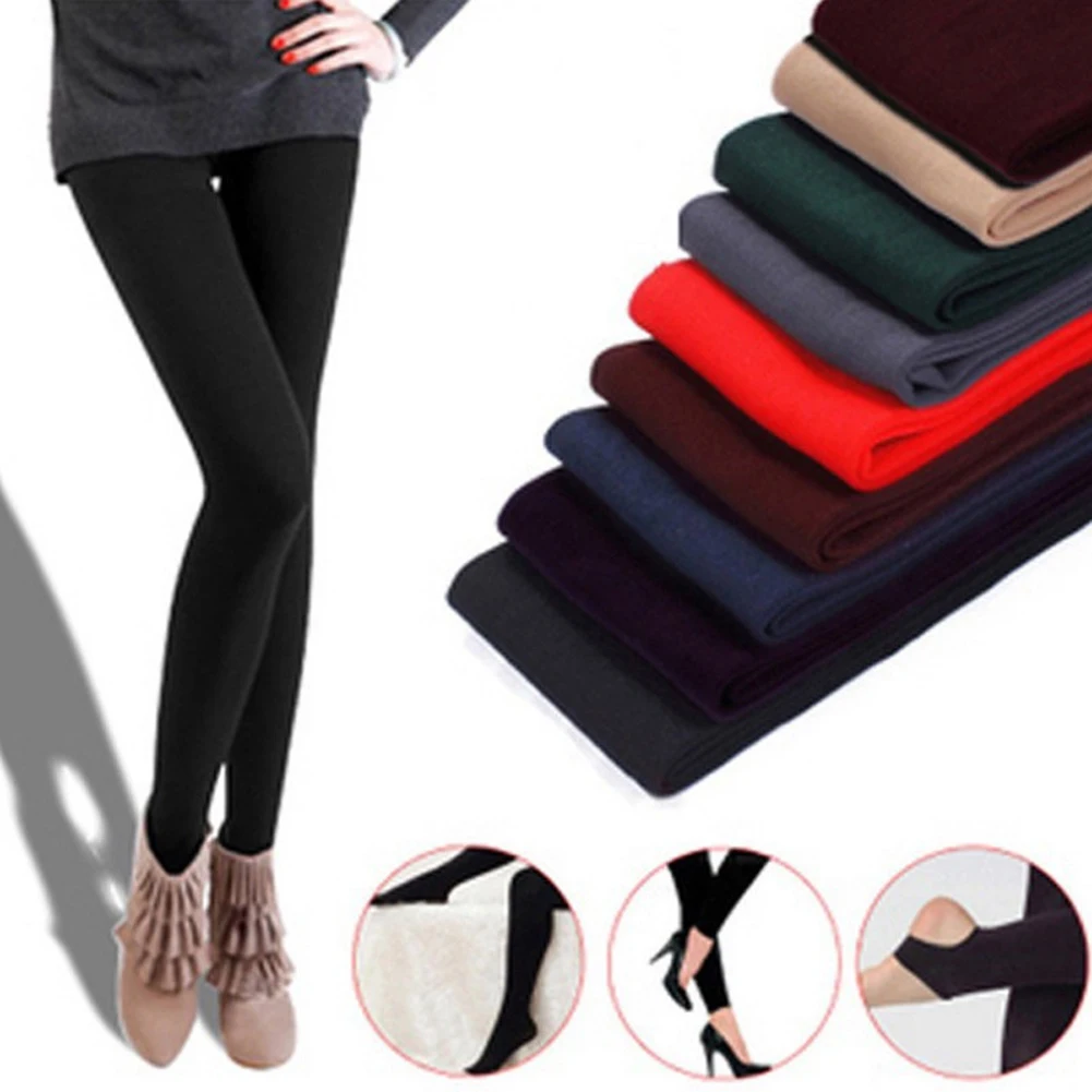 

UK Fashion Ladies Women's Tight Stretch Winter Warm Fleece Lined Thick Thermal Full Foot Tights Pants