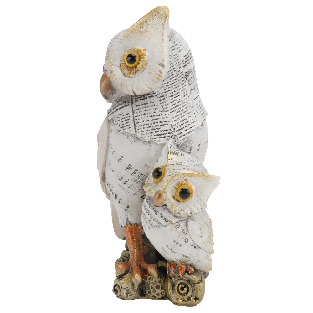 

1pc Vintage Owl Ornament Decorative Resin Craft Desktop Adornment (White)