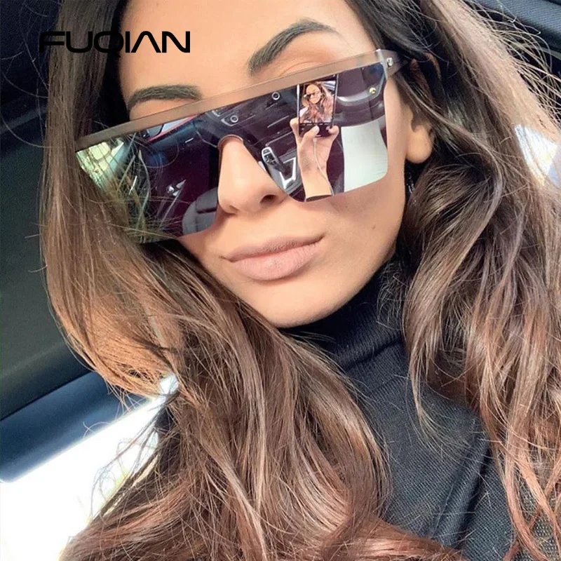 Женские и мужские Квадратные Солнцезащитные очки FUQIAN большие Винтажные с