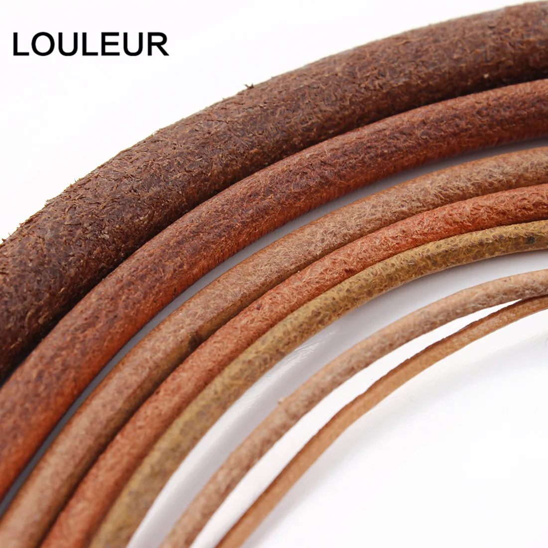 LOULEUR 5 м/лот 1,5 2 2,5 3 4 мм натуральный шнурок из коровьей кожи для браслета винтажные Коричневые круглые кожаные веревочки Ювелирные изделия